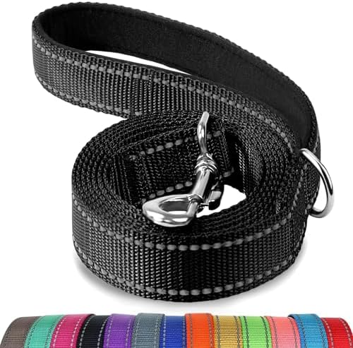 Joytale Reflective Dog Leash for Medium & Large Dogs, 6 FT x 1", Black