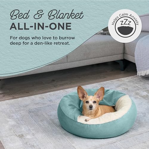 Best Friends by Sheri Cozy Cuddler Ilan Small Dog Bed, Tide Pool Blue, 24"