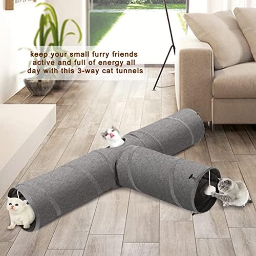 Ownpets 10" Large Cat Tunnel 3-Way T-Shape Oxford Fabric for Large Cat
