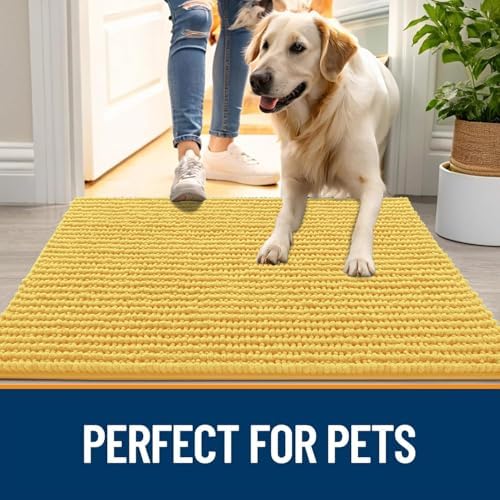 OLANLY Dog Door Mat for Muddy Paws 44x24, Extra Absorbent Chenille Mud Mat