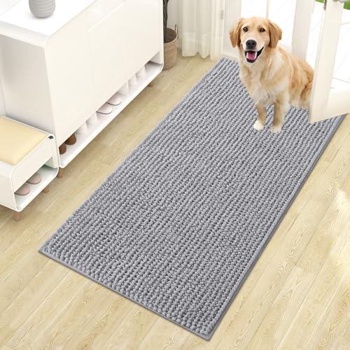 OLANLY Dog Door Mat for Muddy Paws 44x24, Extra Absorbent Chenille Mud Mat