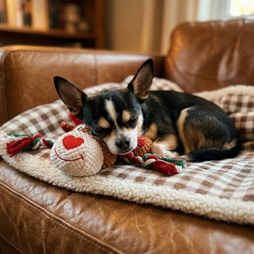 Plush Rope Reindeer Dog Toy – Durable Squeaky Tug Toy for Small, Medium Dogs, Interactive Chew & Fetch Puppy Toy