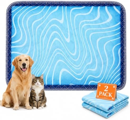 Washable Pee Pads for Dogs, 2 Pack Training Pads Puppy Pads Leak-Proof Reusable Pet Pad, Super Absorbent and Non-Slip Litter Cats Mat for Whelping, Playpen, Housebreaking, Blue 18''x24''