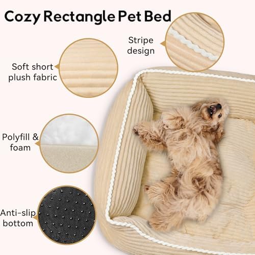 Zerbuger 25in Coffee Rectangle Cat Dog Bed Machine Washable Sleeping Sofa