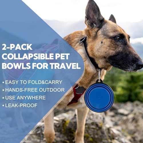 Collapsible Dog Bowl for Travel,2-Pack 12oz Pet Portable Water Food Bowls