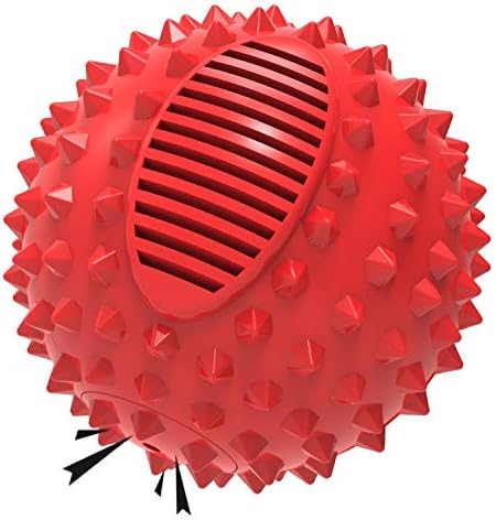 petizer Indestructible 4inch Squeaky Red Dog Balls for Aggressive Chewers, Relieve Anxiety, Interactive Dog Toy, Floatable Rubber Ball for Large Dogs, Indoor, Outdoor, Waterproof