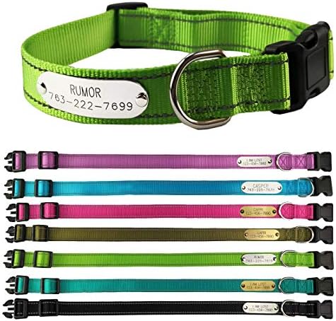 SINYUDUN Personalized Reflective Dog Collars with Customized ID Tags