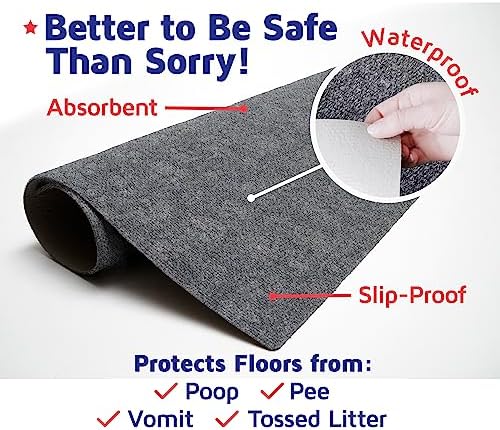 Cat Litter Mat by Americat – 36 x 28 Inches Machine Washable for Easy Clean, Waterproof & Made in USA – X Large Mat Traps Litter Around Cat Litter Box & Protects Floors