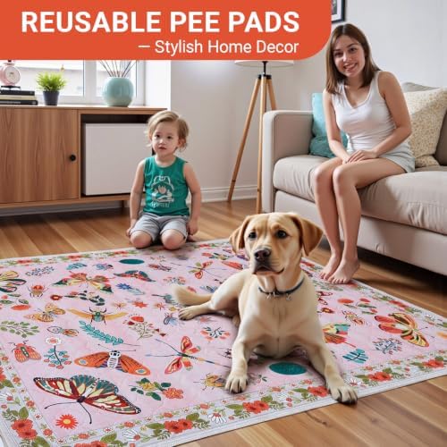 Pink Large Absorbent Reusable Washable Pee Pads for Dogs, 2 Pack 48"x36"