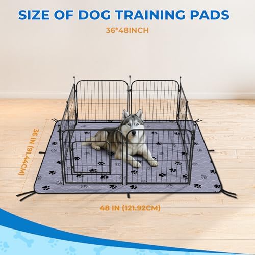 Fostanfly Washable Pee Pads for Dogs, Ultra-Absorbent, 36"x48"-2 Pack, Gray