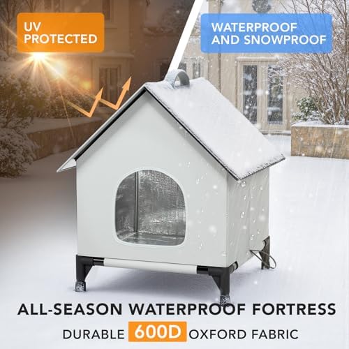 Large Cat House for Outside&Indoor,Insulated and Weatherproof,Foldable Cats Shelter, Bigger Cat House, Selfwarming/Cold Large Cave Bed for Winter,Garden(18 x 18 x 24 inch,L,Normal)