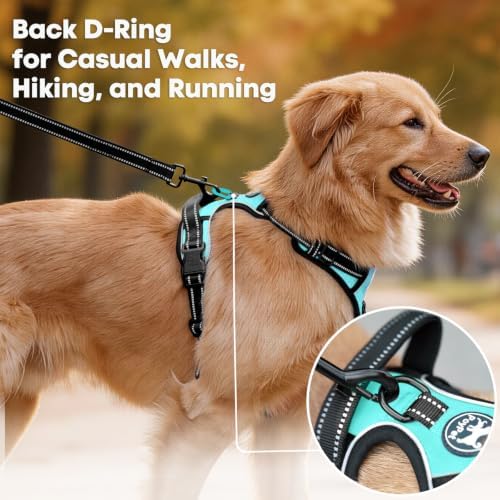 PoyPet No Pull Dog Harness Large, Reflective Vest with Front Clip & Handle