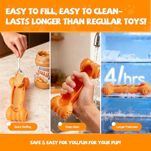 2-Pack Freeze Toys for Dogs Slow Feeder Lick Bone Indestructible Chew Toy