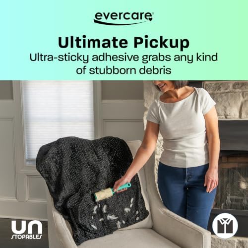Evercare with Unstopables Fresh Scent All-Purpose Lint Roller, 4-Pack, 50 Layers Per Roller, Total 200 Sticky Sheets, Pet Hair & Lint Remover
