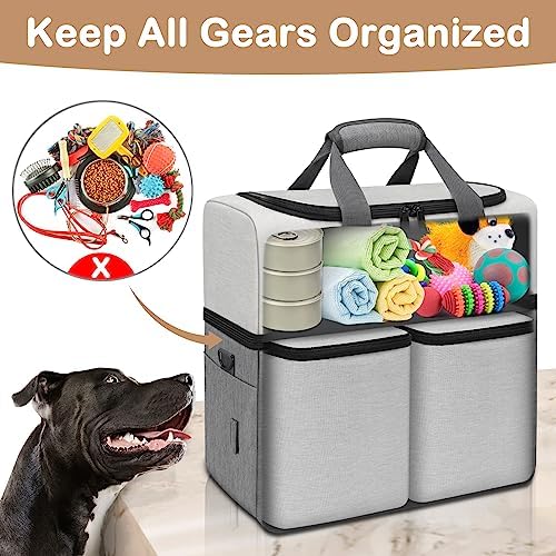 Mancro Dual Layers Dog Travel Bag, Dog Mom Gifts, Road Trip Essentials