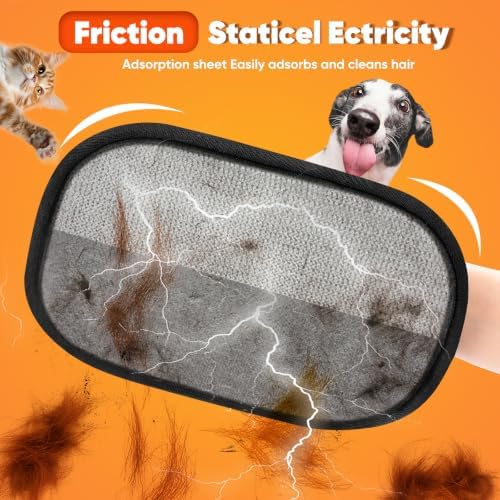 Electrostatic Pet Hair Remover Glove, Upgrade Reusable Pet Grooming Mitt, Efficiently Remove Cat & Dog Fur from Couch, Furniture, Carpet, Car Seats