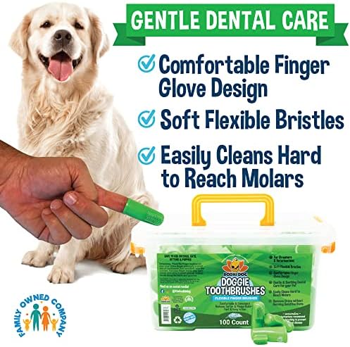 Bodhi Dog Finger Toothbrush for Dogs & Cats - Puppy Toothbrush with Soft Flexible Silicone Bristles, Gentle for Sensitive Gums, Promotes Healthy Teeth & Gums, Easy Teeth Cleaning Tool (100 Count)
