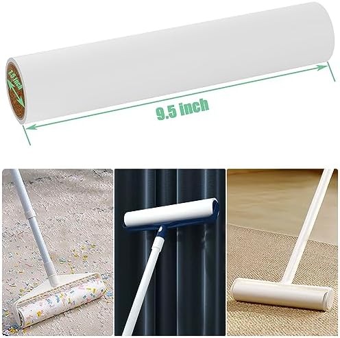 9.5 inch Lint Roller Refills Only, Fit for 9.4/9.45/9.5 inch Large Lint Rollers for Floor Carpet Couch, Extra Sticky Pet Hair Lint Roller Refill 5 Pack, Total 300 Sheets (9.5'' Wide)