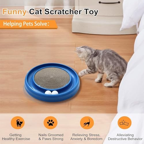 Cat Scratching Board for Indoor Cats,Scratch Pad Pro for Cats,Round Cat Scratcher Refill,Natural Recycled Corrugated Cardboard Supports Pet Behavior and Relieves Stress- 3 Count