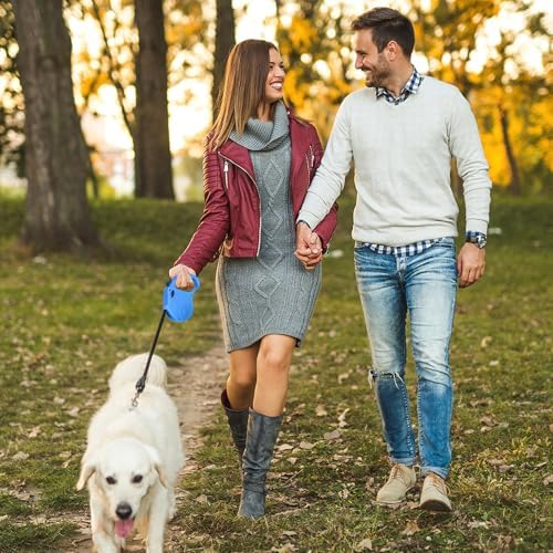 Retractable Dog Leash, 16ft Dog Walking Leash for Small Dogs up to 77lbs, Non-Slip Handle - Blue