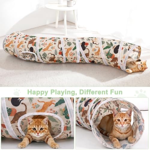 Glittme S-Shape Cat Tunnel, Foldable Cat Tunnels for Indoor Cats