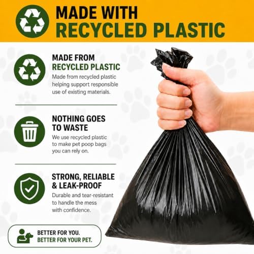 Dog Poop Black Bags with Dispenser (700 Bags) doggy poop bags Pickup Bag 35 Refill Rolls Dog Waste Bags Cat Litter & Poop Bags (35 Rolls, Uscented)