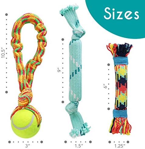 rocket & rex Puppy Rope & Tug of War Toys for Teething (3pk)