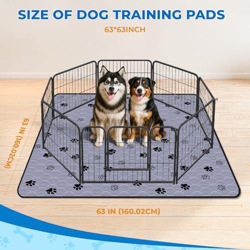 Fostanfly Washable Pee Pads for Dogs, Ultra-Absorbent, 63"x63"-2 Pack, Gray