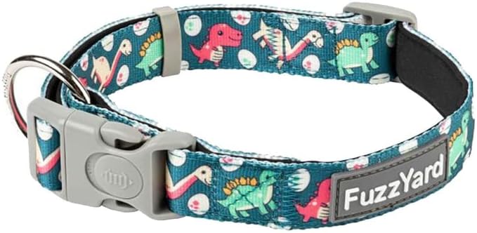 FuzzYard Dinosaur Land Dog Collar | Size M | Comfortable Neoprene Pet Collar for Everyday Walking & Training | Ideal Fit for Medium Dogs