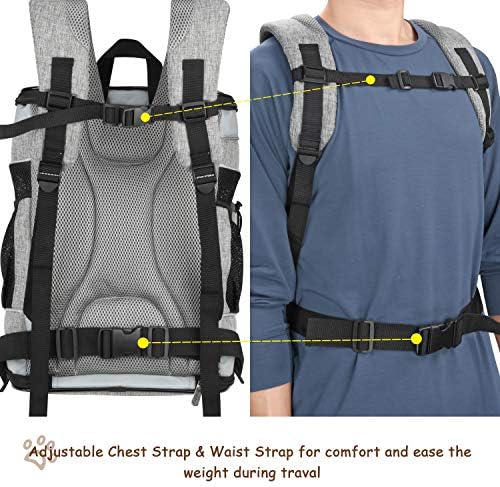 Solaris Adjustable Pet Carrier Backpack for Dogs and Cats, Puppies, Portable Cat Carrier Backpack with Bottle Pocket, Two Mesh Window for Breath