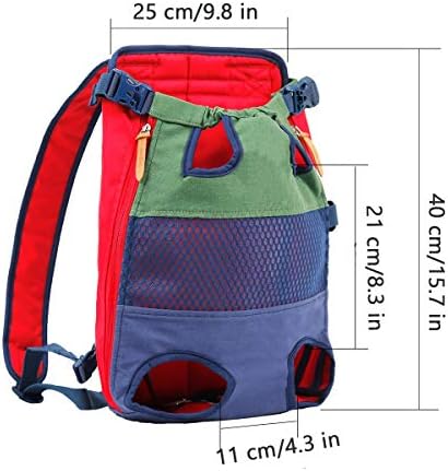 Lifeunion Legs Out Dog Carrier Backpack Hands-Free Adjustable Pet Travel Carrier for Small Medium Dogs Cats Motorcycle Hiking Walking (Green+Blue)