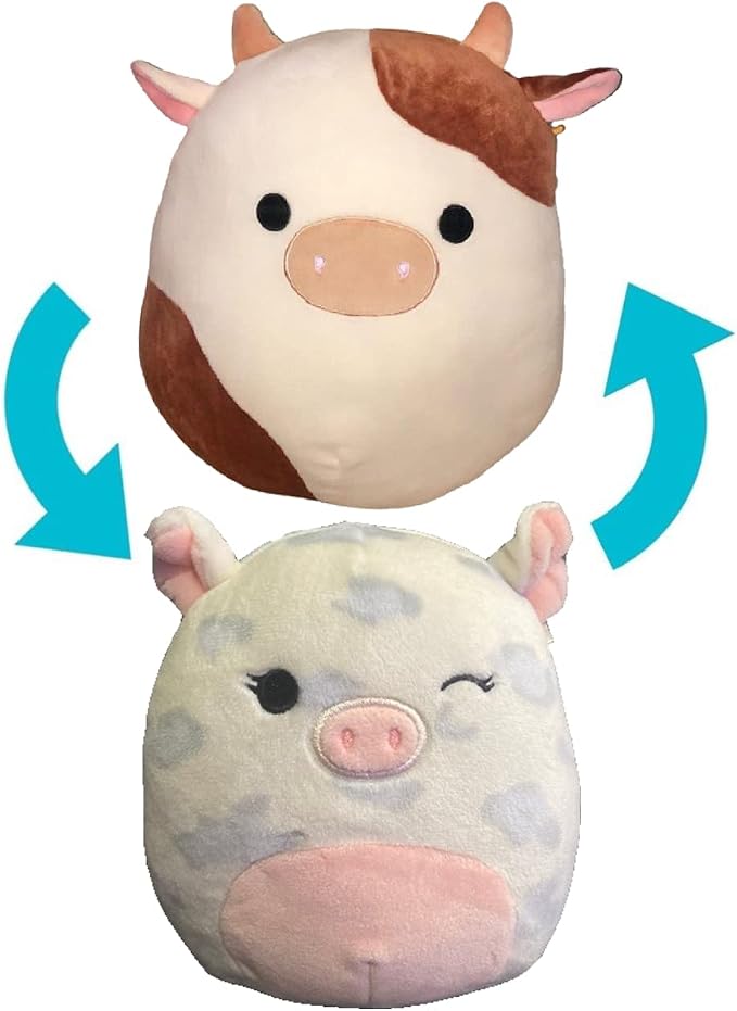 Squishmallow Official Kellytoy Plush Collectible Farm Squad Squishy Soft Animals (Ronnie Cow & Rosie Pig Flip-A-Mallows, 12 Inch)