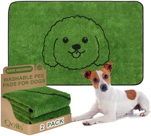 Qeils Reusable Puppy Pads , Washable Pee Pads for Dogs 48" x 30" 2 Pack