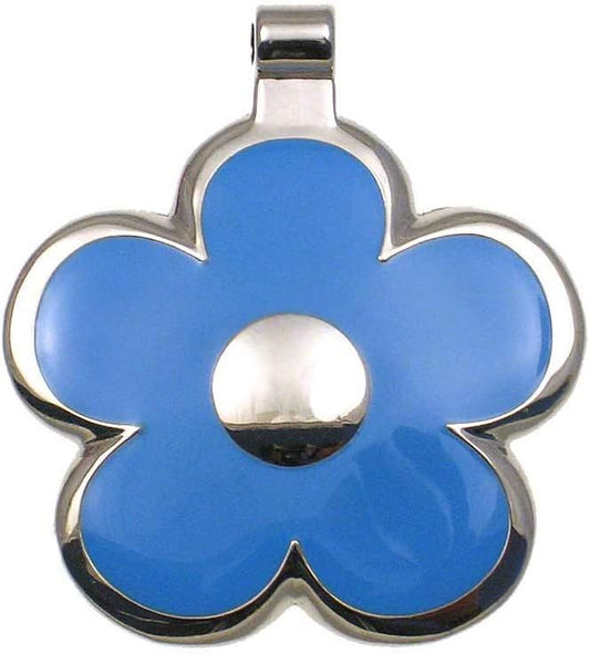 LuckyPet Flower Jewelry Pet ID Tag for Dogs and Cats, Easy to Read Personalized Engraving on Back Side, Small, LightBlue