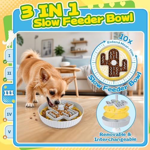 Forfon Upgraded Dog Enrichment Toy Set with Slow Feeder Bowl & Puzzle Toy
