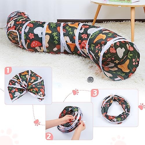 Glittme Cat Tunnel, Cat Tunnels for Indoor Cats, S-Shape Cats Cave with Cat Toys, Foldable Cat Tubes and Tunnels for Cats, Rabbit, Puppy, Guinea Pig