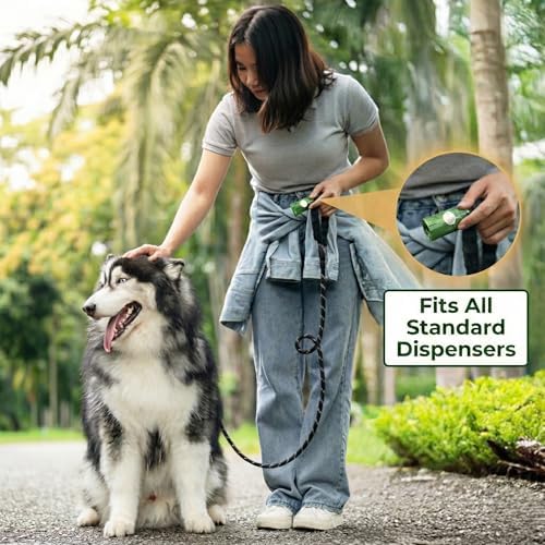 Paw Monk Leak Resistant Dog Poop Bags Rolls -120 Bags, Heavy Duty 20 Micron, Easy-Tear perforations, Easy-Open & Easy-Tie doggy poop bags Unscented