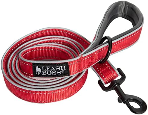 Leashboss 6ft Ultra Comfort Double-Thick Soft Padded Handle Reflective Leash for Large, Medium, and Small Dogs/Puppies | Heavy Duty Nylon