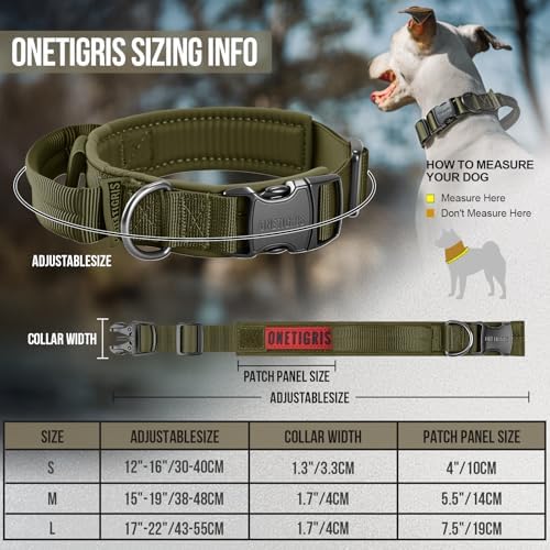 OneTigris Tough Tactical Dog Collar for Small Dogs with Handle Green S