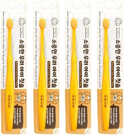 Tiny Small and Medium Dog Toothbrush Made in Korea Brush Bristles That are Soft and Do Not Irritate Your Dog’s Gums Small Toothbrush Grip and Excellent Tartar Removal (4pcs)