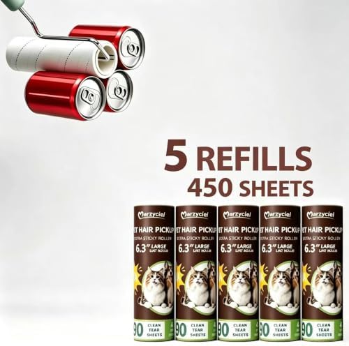 Large Lint Rollers for Pet Hair Extra Sticky，6.3'' Wide Refills