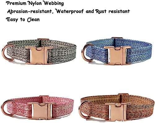 Dog Collar with Metal Buckle for Small Medium Large Dog, Heavy Duty Nylon Dog Collar (Small, Grey)