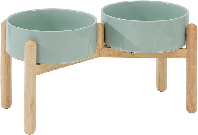Havniva 8.3inch Ceramic Raised Dog Bowl with Stand, Double Dog Bowls Elevated for Large Breed Dog Food and Water Bowl Set Non-Slip Dog Dish Large Capacity Feeding Pet Water Bowl