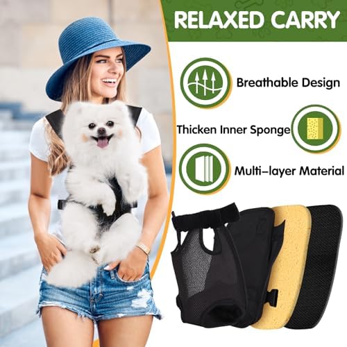 Pet Carrier Backpack, Hands-Free Adjustable Dog Front Carrier Legs Out & Easy-Fit Dog Backpack Carrier for Hiking Camping Traveling Cycling for Small Dogs and Rabbits (Medium, Black)
