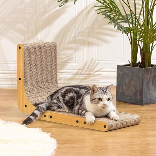 Poils bebe L Shape Cat Scratcher, 26.8 Inch Cat Scratchers for Indoor Cats