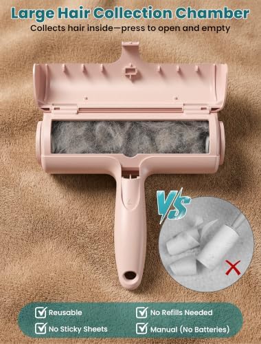 DELOMO Pet Hair Remover Roller, Reusable Lint Roller for Dog and Cat Hair