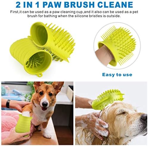 Idepet Dog Paw Cleaner Cup with Towel Pet Foot Washer Protable Dog Cleaning Brush for Puppy Cats Massage Grooming Dirty Claw (Green)
