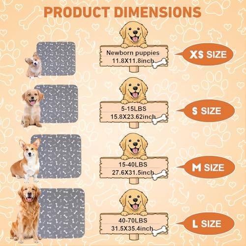 Puppy Pee Pads with Pheromones,Forever Pad,Washable Pee Pads for Dogs,Reusable Dog Pee Pads,Waterproof and Leak-Proof,Non-Slip Base Training Pad Suitable for Home(White,XS:11.8*11.8in)