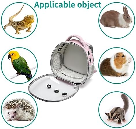 Portable Travel pet Backpack Carrier Hamster Bag Guinea Pig Bird Small Dog cat Turtle Carrier Rabbit Cage Squirrel Bearded Dragon Breathable Hangbag (Pink)