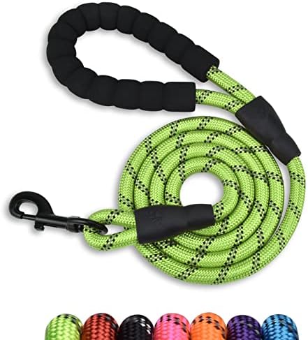 6FT Reflective Dog Leash with Padded Handle for All Dog Sizes.Green